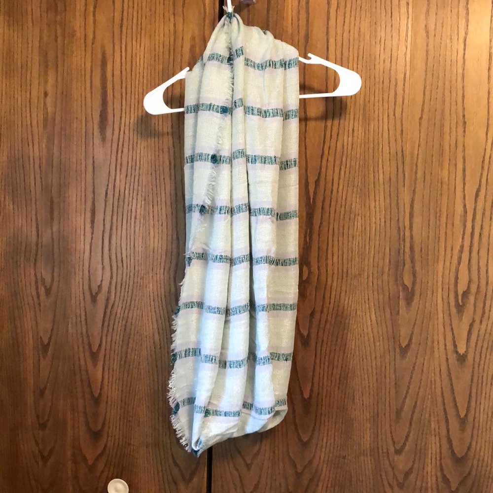 Glittery, teel and mint striped circle scarf!